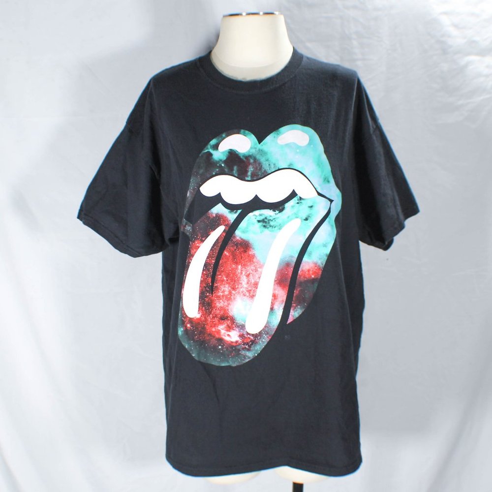 Rolling Stones Galaxy Print Tongue Logo Graphic T Shirt Classic Rock Siz…